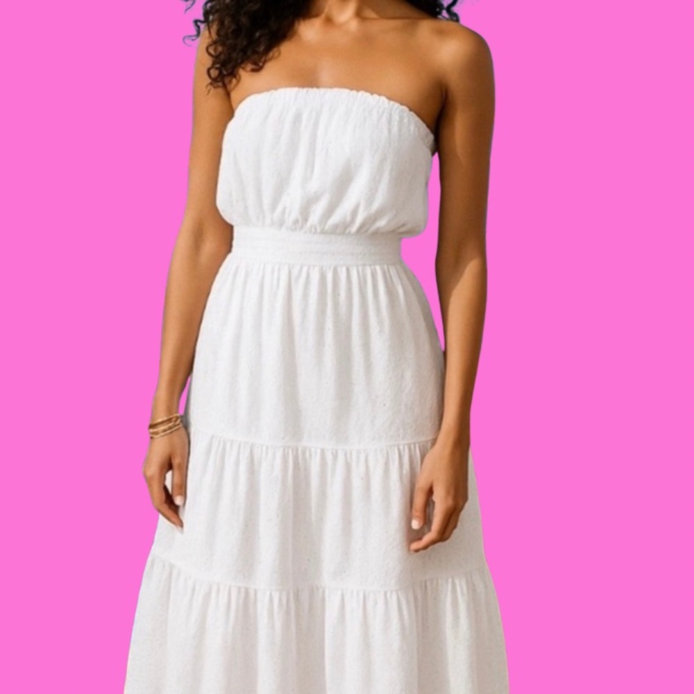 Lilly Pulitzer White Strapless Midi Dress
